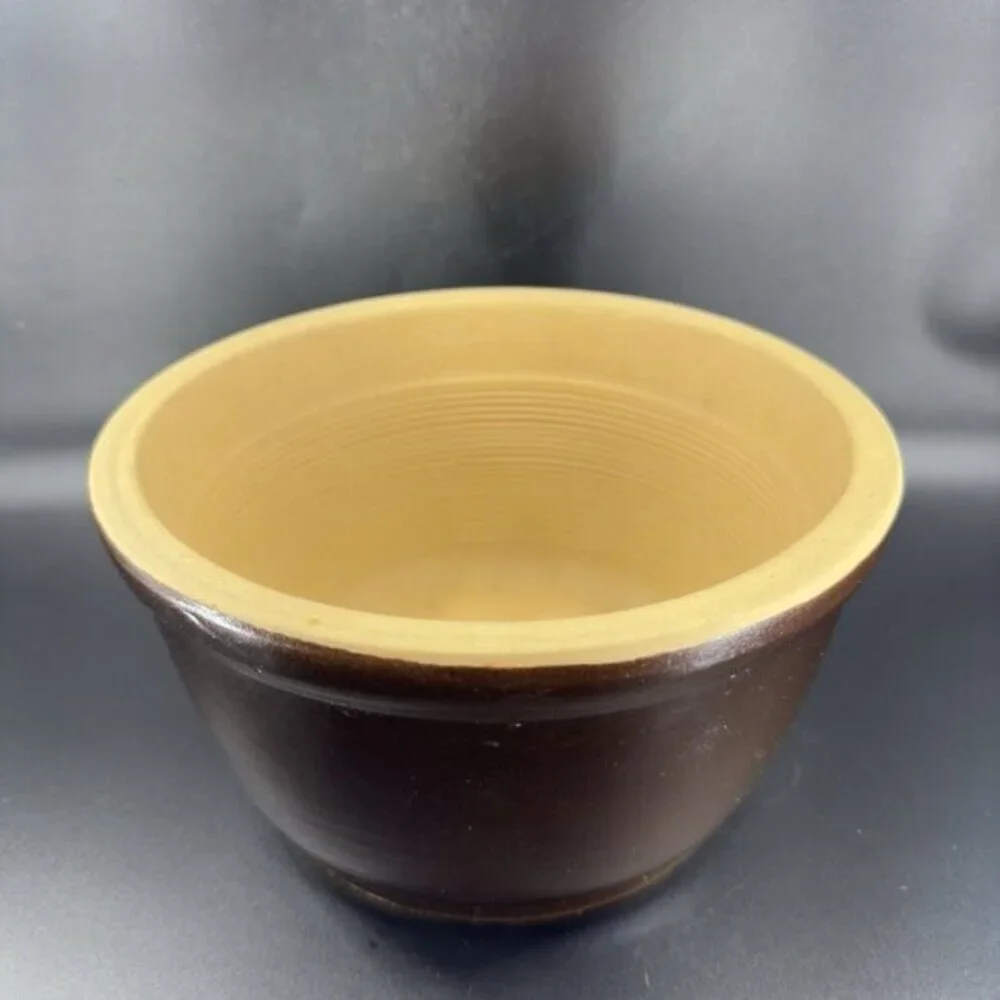 Antique USA Pottery Mixing Bowl Dish Flower Pot Planter Hand Made Stoneware‎ VTG